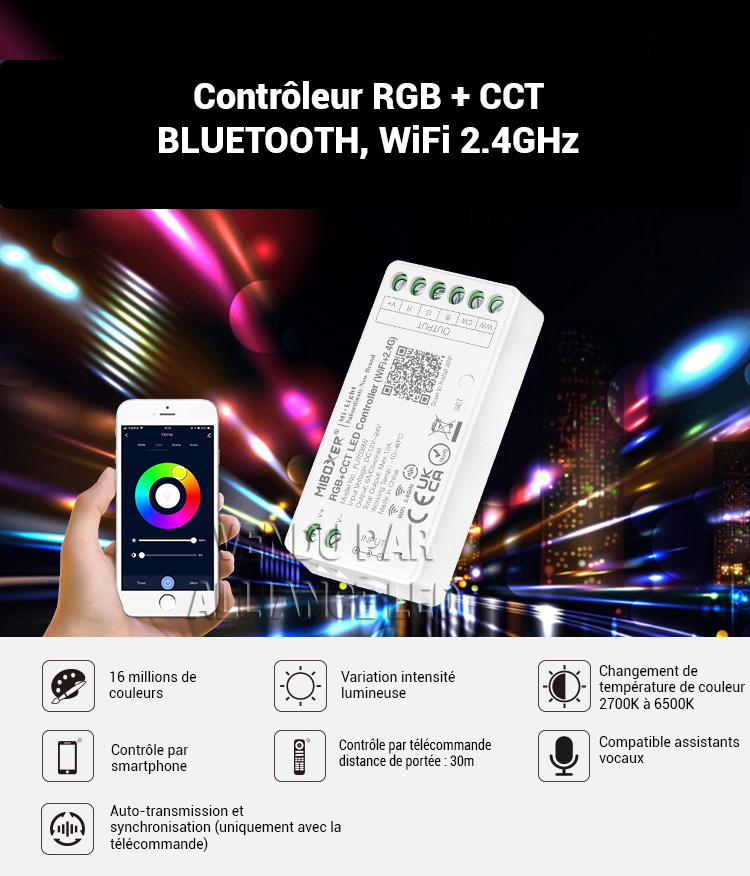 controleur led RGBCCT bluetooth tuya miboxer